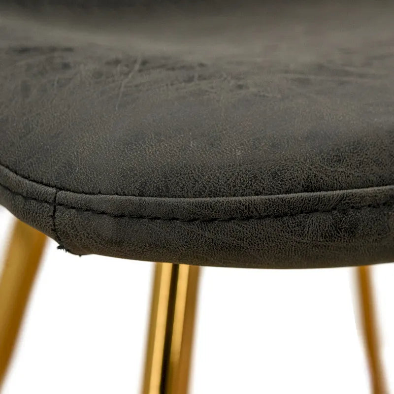 PU Leather Dining Chairs with Gold Metal Legs, Set of 4