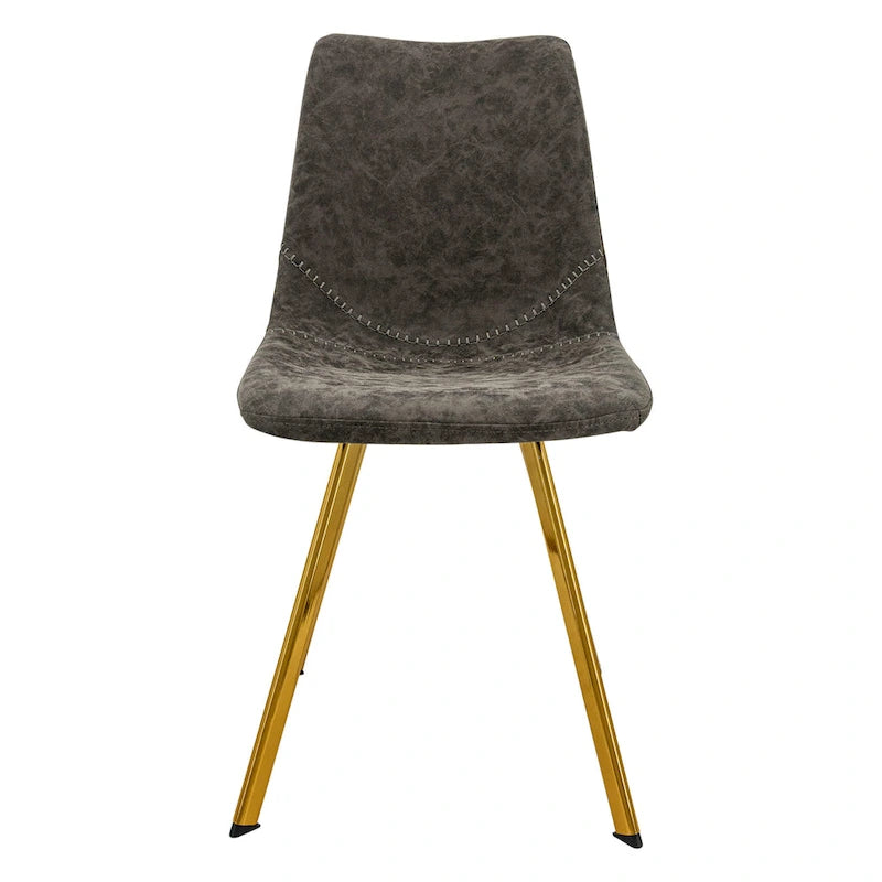 PU Leather Dining Chairs with Gold Metal Legs, Set of 4