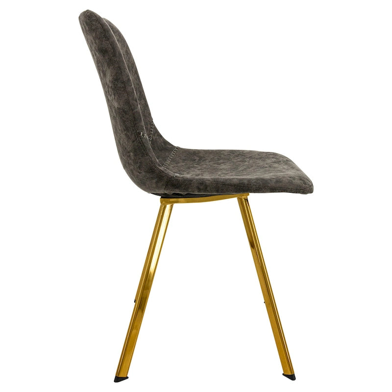 PU Leather Dining Chairs with Gold Metal Legs, Set of 4