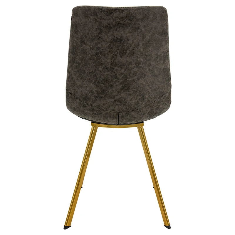 PU Leather Dining Chairs with Gold Metal Legs, Set of 4