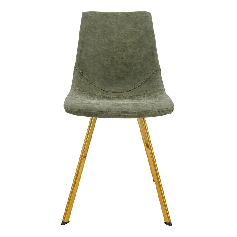 PU Leather Dining Chairs with Gold Metal Legs, Set of 4