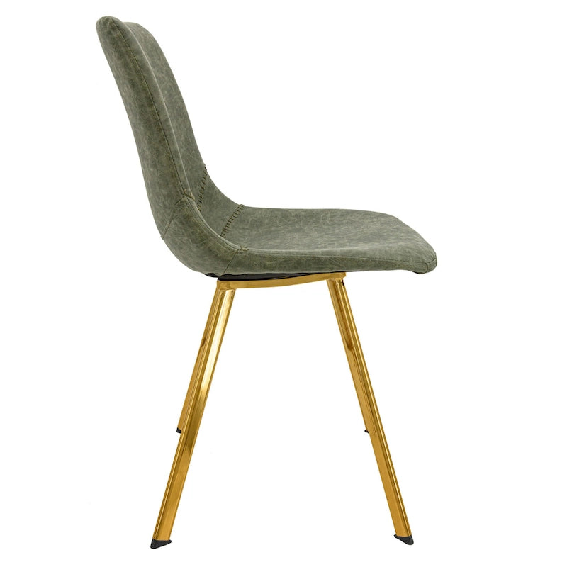 PU Leather Dining Chairs with Gold Metal Legs, Set of 4