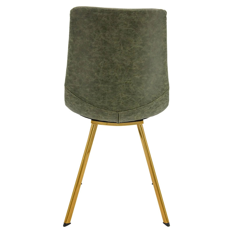 PU Leather Dining Chairs with Gold Metal Legs, Set of 4