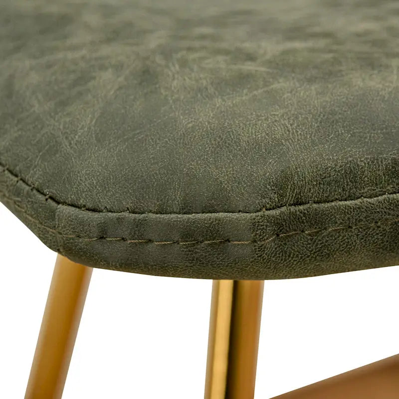 PU Leather Dining Chairs with Gold Metal Legs, Set of 4