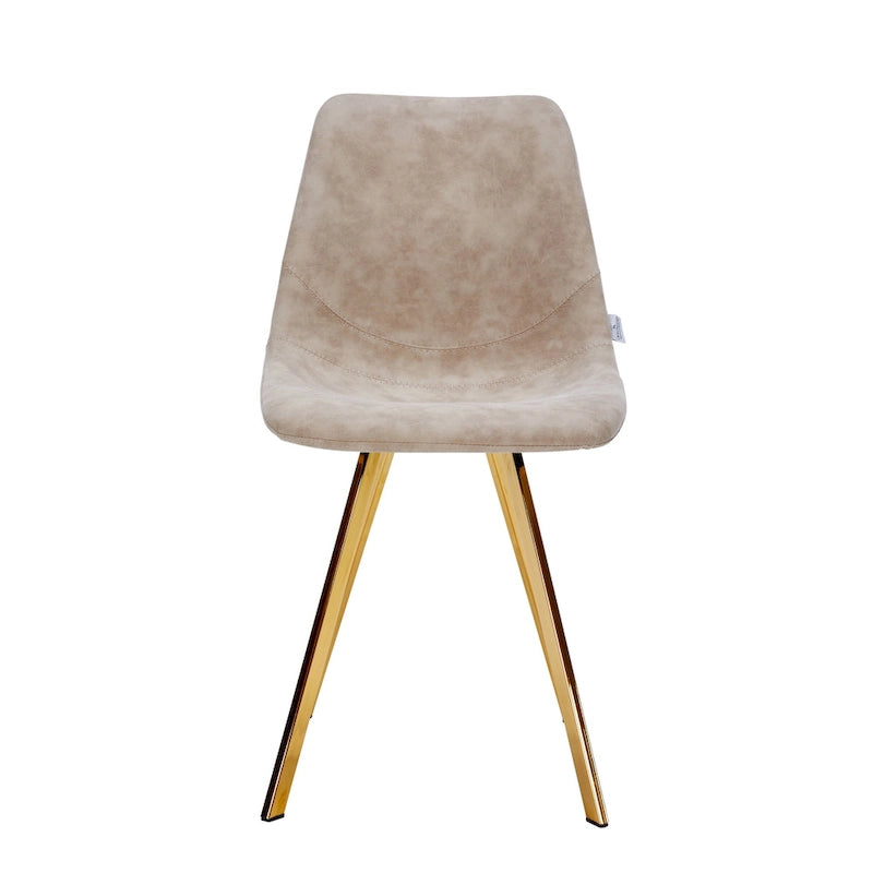 PU Leather Dining Chairs with Gold Metal Legs, Set of 4