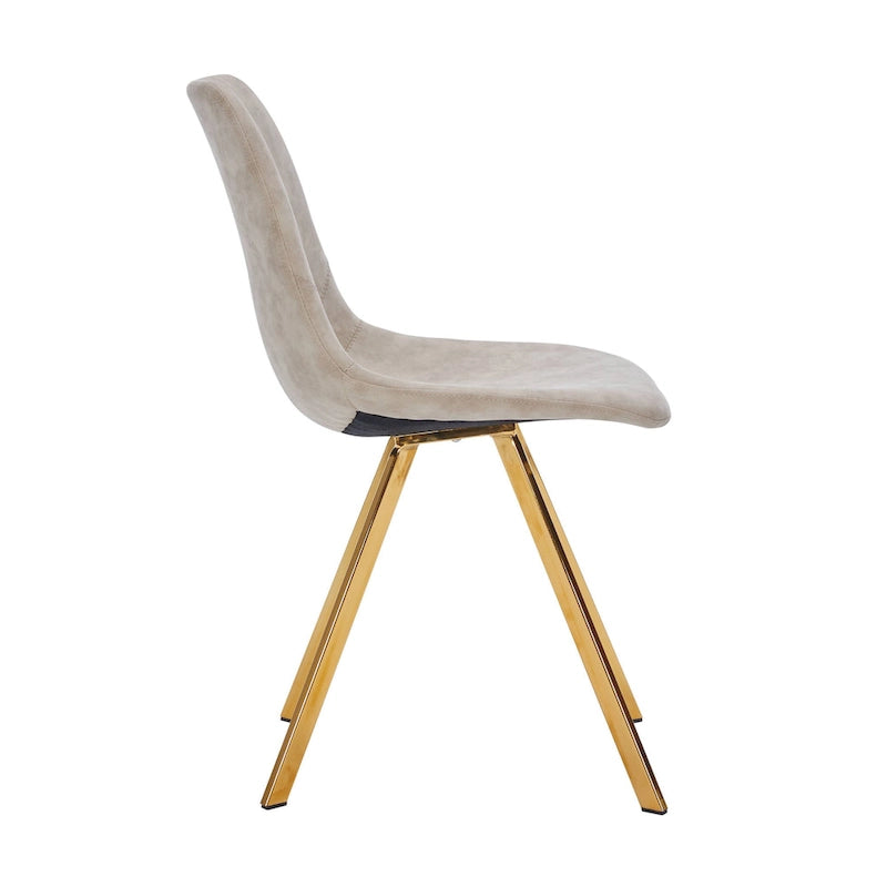 PU Leather Dining Chairs with Gold Metal Legs, Set of 4