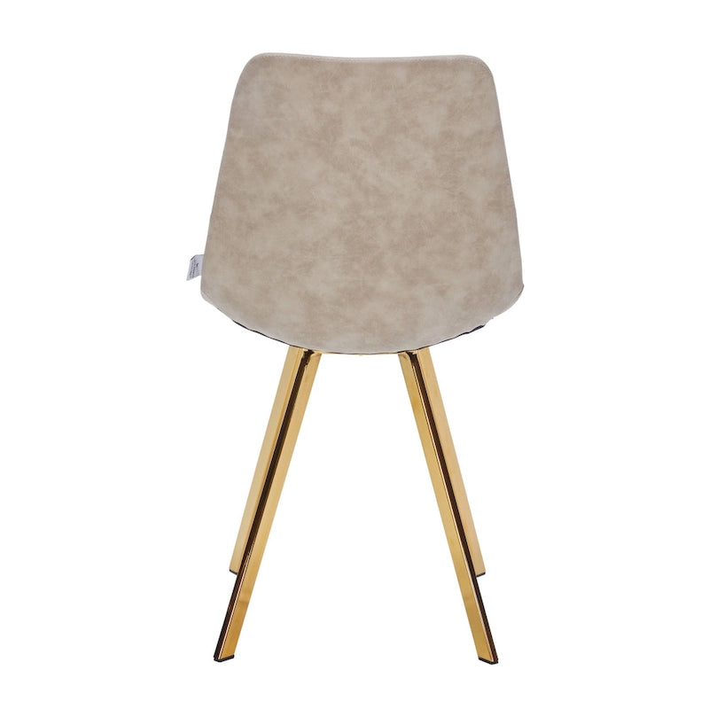 PU Leather Dining Chairs with Gold Metal Legs, Set of 4