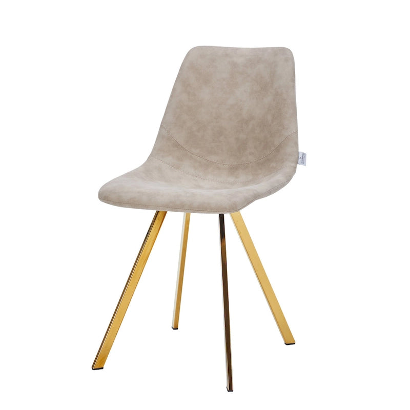 PU Leather Dining Chairs with Gold Metal Legs, Set of 4