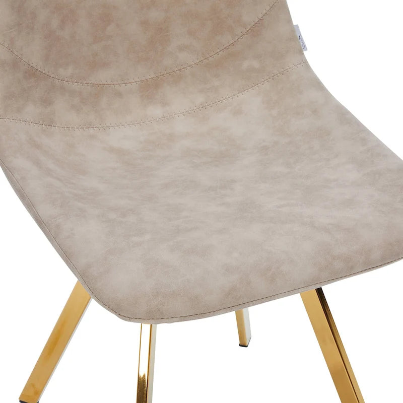 PU Leather Dining Chairs with Gold Metal Legs, Set of 4