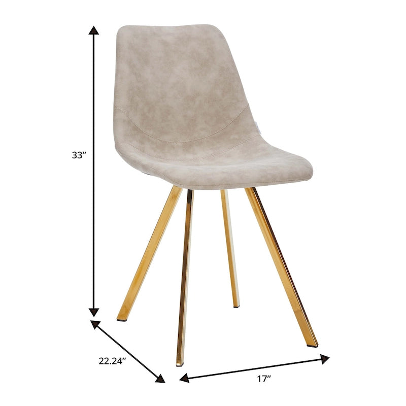 PU Leather Dining Chairs with Gold Metal Legs, Set of 4