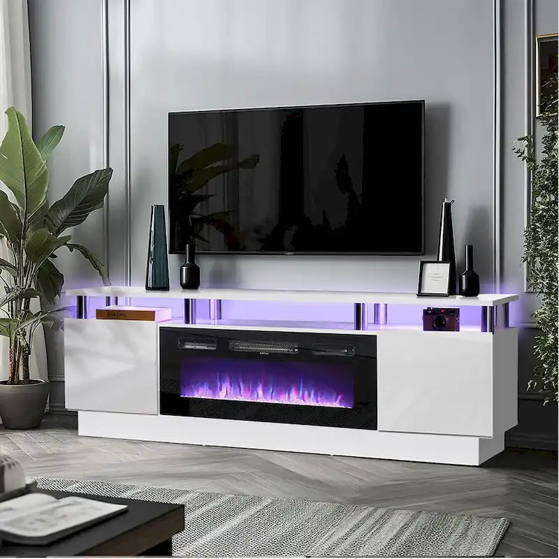 TV-Schrank, 70 Zoll, mit elektrischem Kamin, 36 Zoll