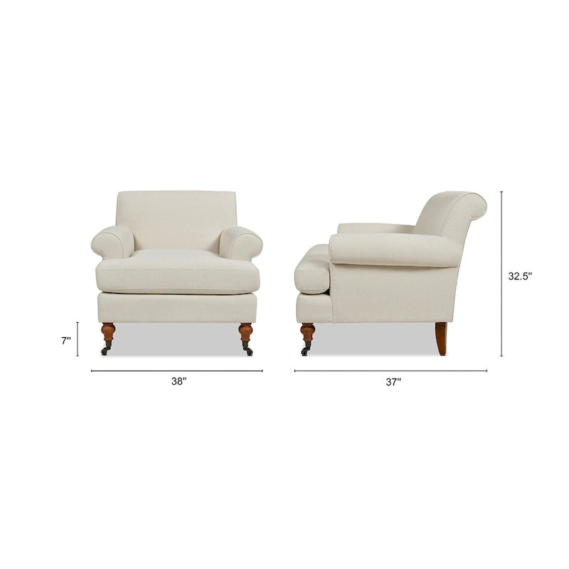 Fauteuil d'appoint rembourré de style Lawson avec roulettes
