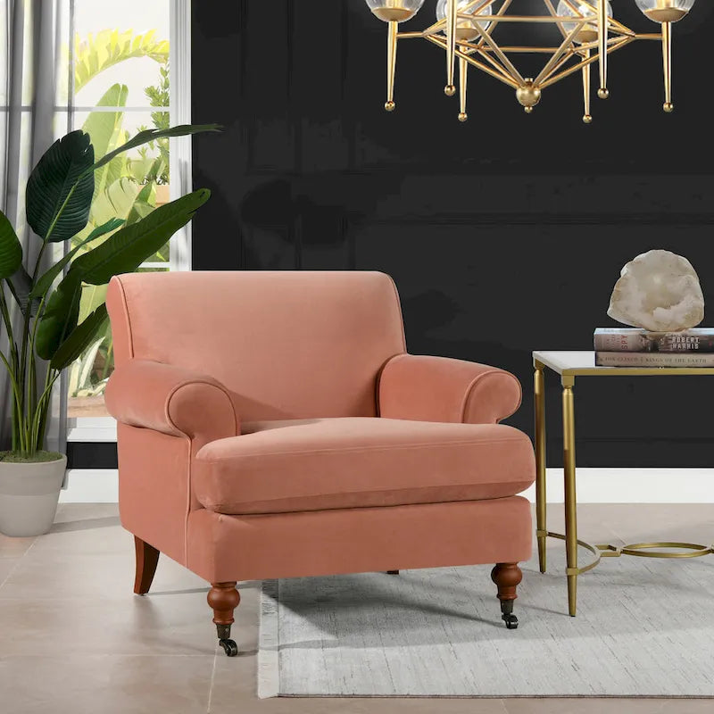 Lawson-Style Upholstered Accent Armchair with Casters