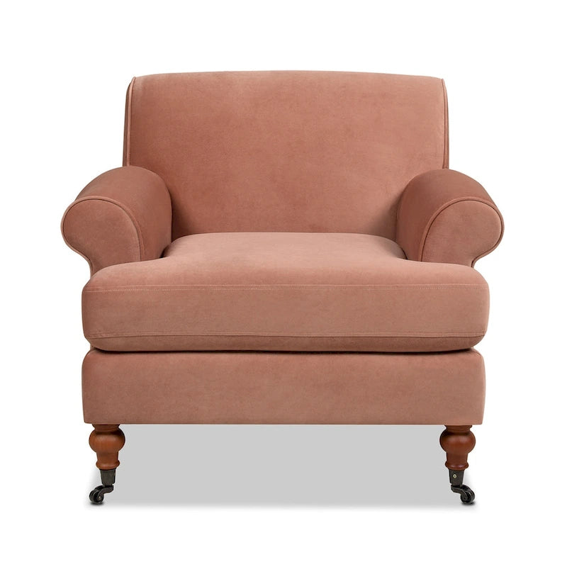 Fauteuil d'appoint rembourré de style Lawson avec roulettes