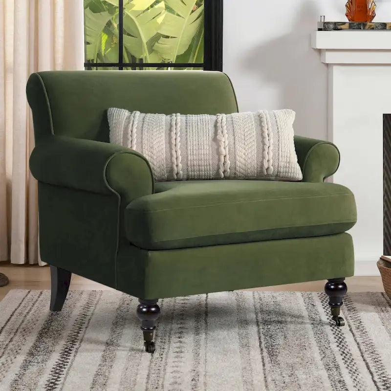 Fauteuil d'appoint rembourré de style Lawson avec roulettes