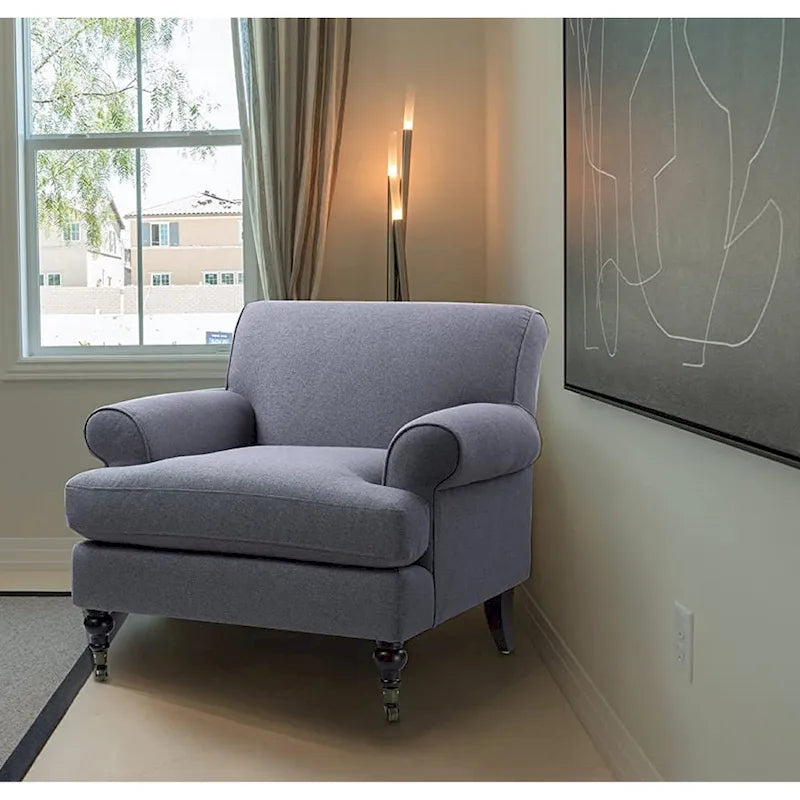 Fauteuil d'appoint rembourré de style Lawson avec roulettes