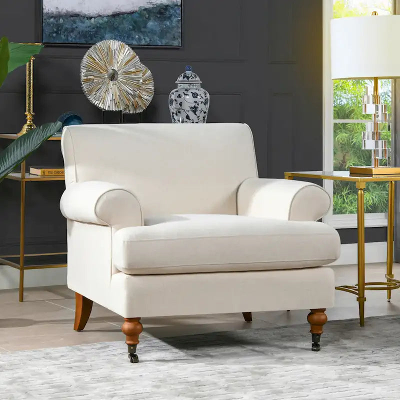 Fauteuil d'appoint rembourré de style Lawson avec roulettes