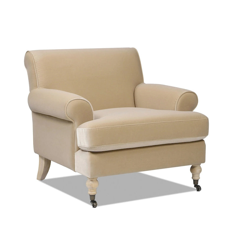 Fauteuil d'appoint rembourré de style Lawson avec roulettes