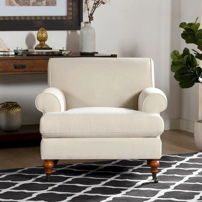Fauteuil d'appoint rembourré de style Lawson avec roulettes