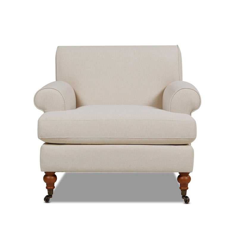 Fauteuil d'appoint rembourré de style Lawson avec roulettes