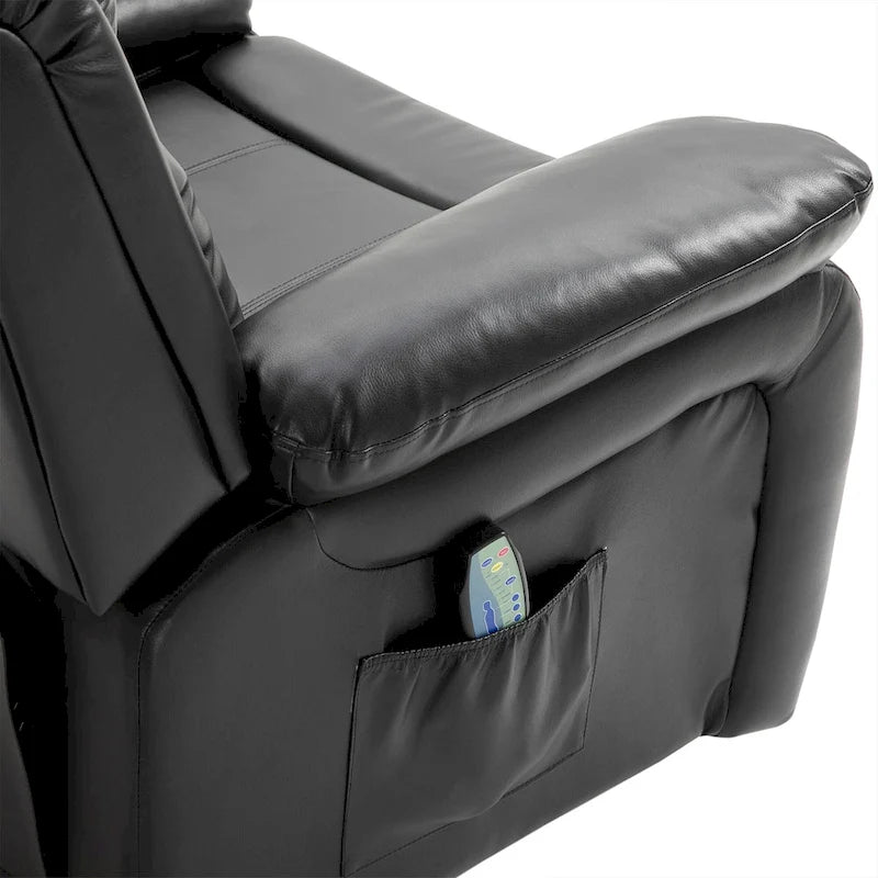 Black PU Leather Swivel Rocking Massage Recliner