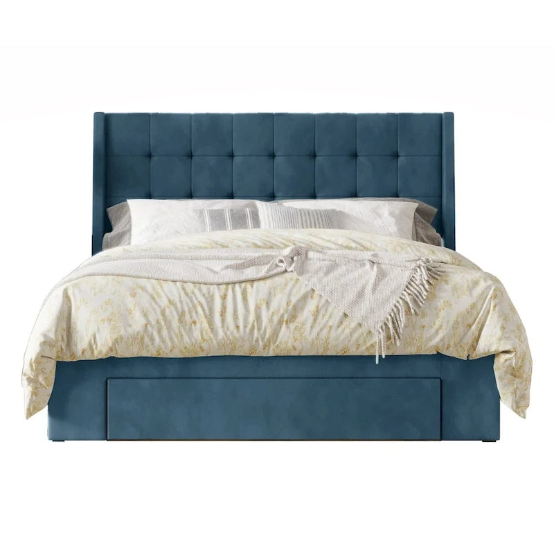Tufted Upholstered Storage Bed with Footboard Drawer