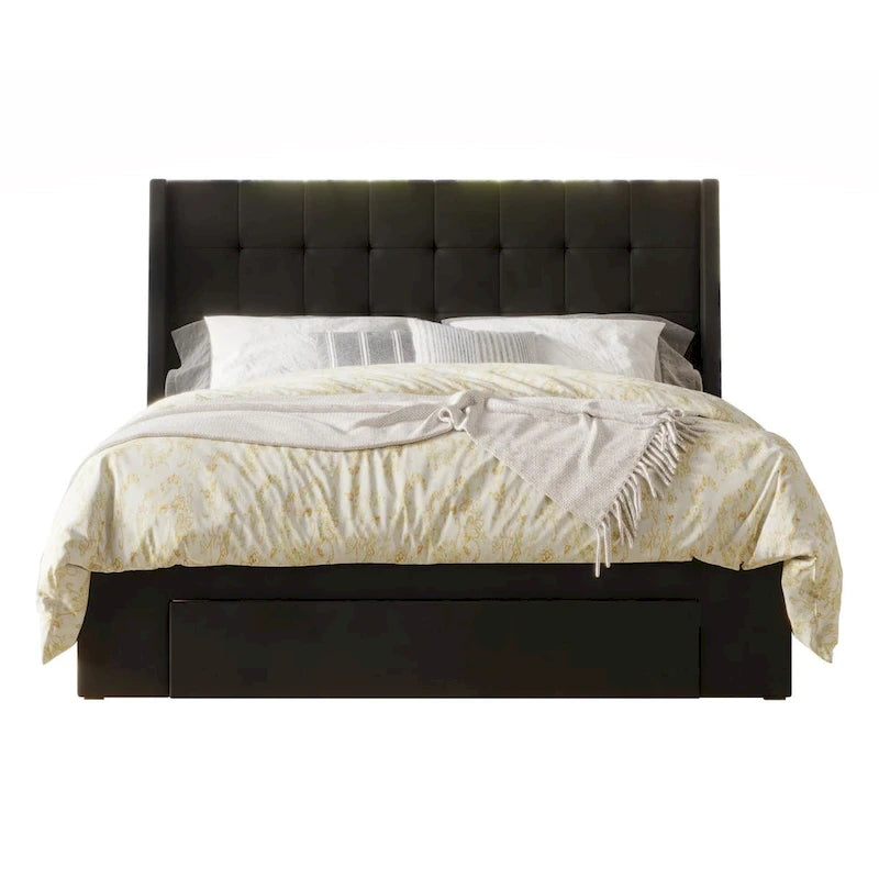 Tufted Upholstered Storage Bed with Footboard Drawer