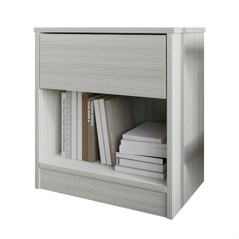 Clean-Lined One-Drawer Nightstand with Open Shelf