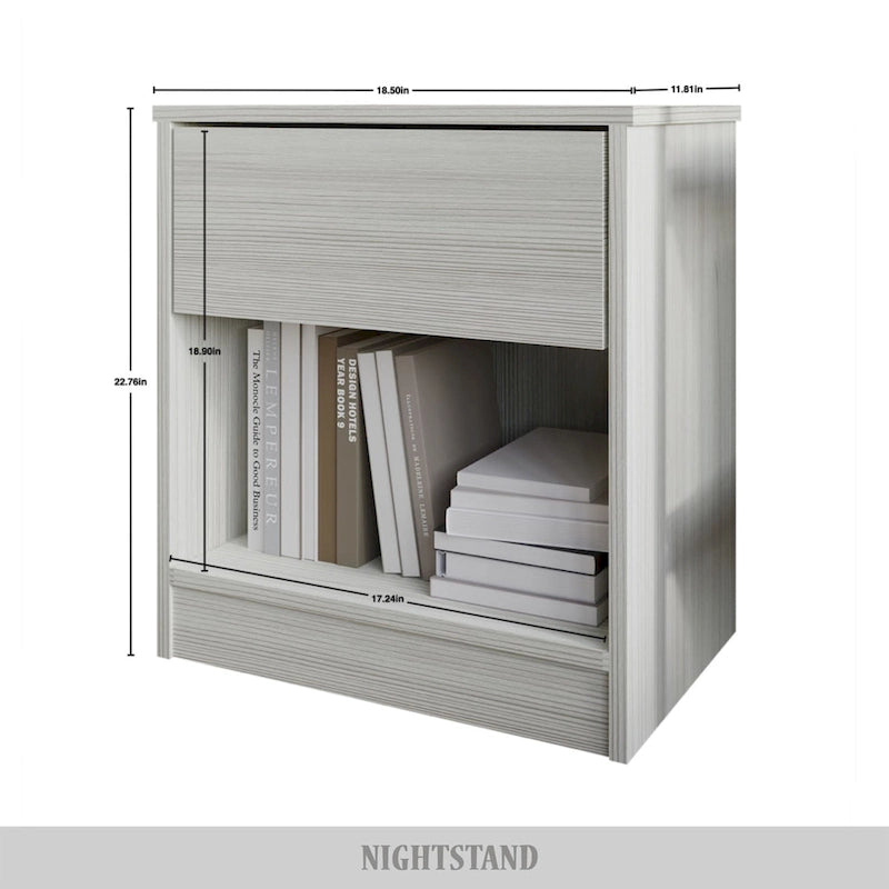 Clean-Lined One-Drawer Nightstand with Open Shelf