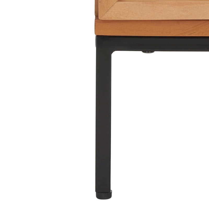 Comodino in rattan a due cassetti con struttura nera