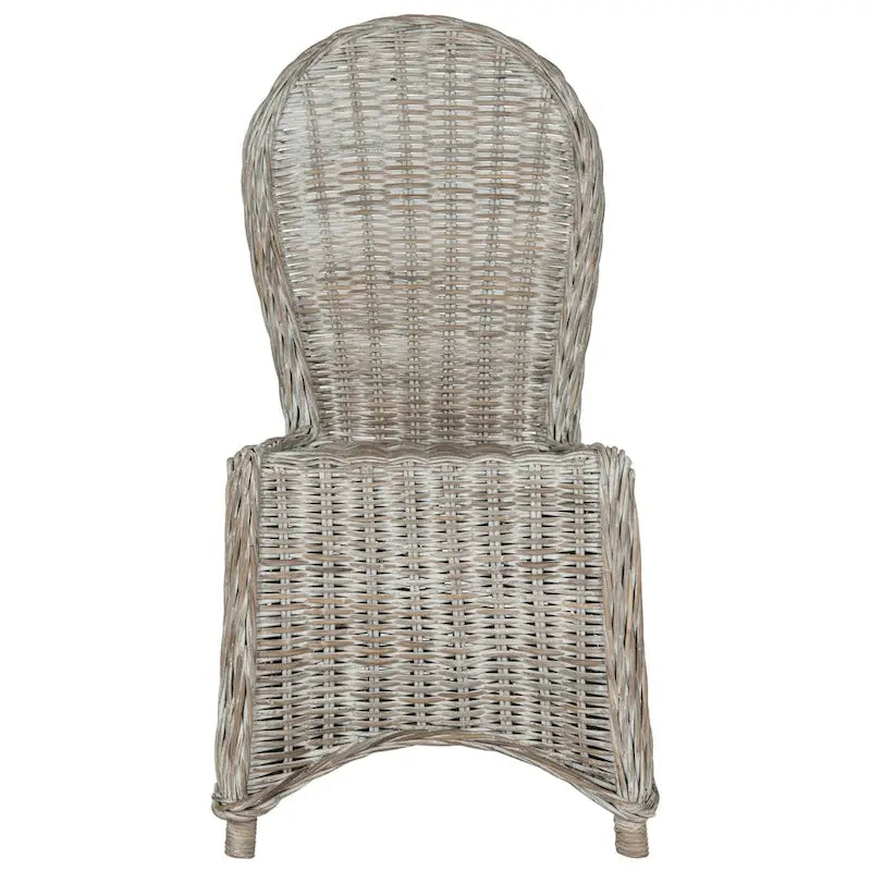 Whitewashed Rattan Dining Chairs, Set of 2