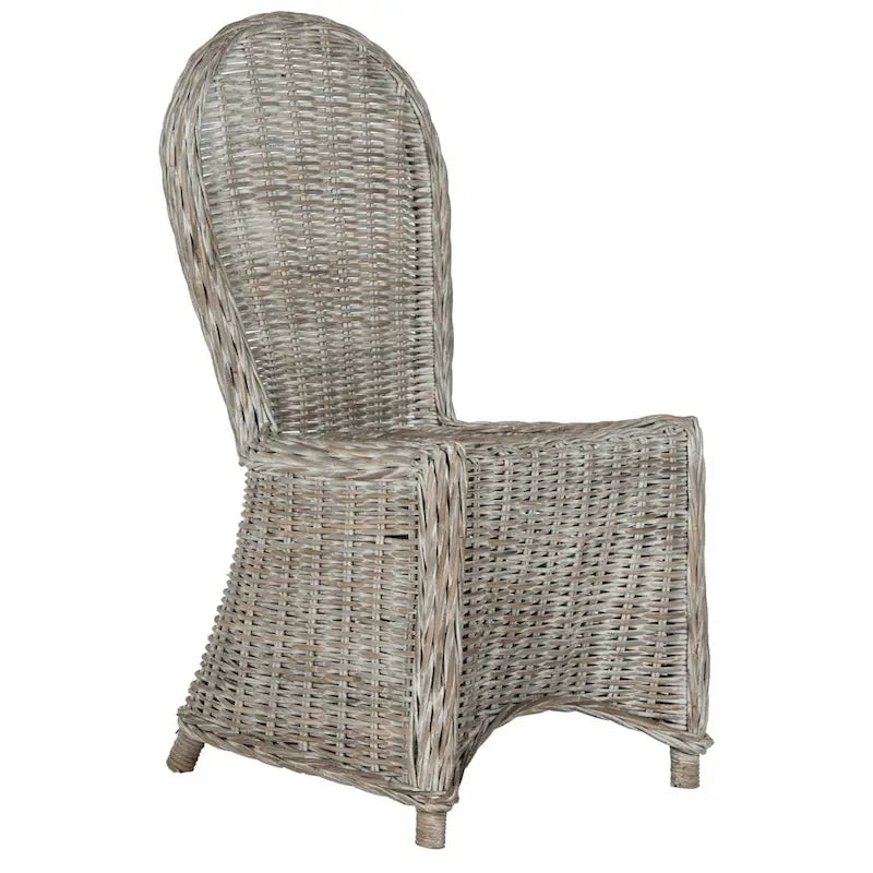 Cadeiras de jantar em rattan caiado de branco, conjunto de 2