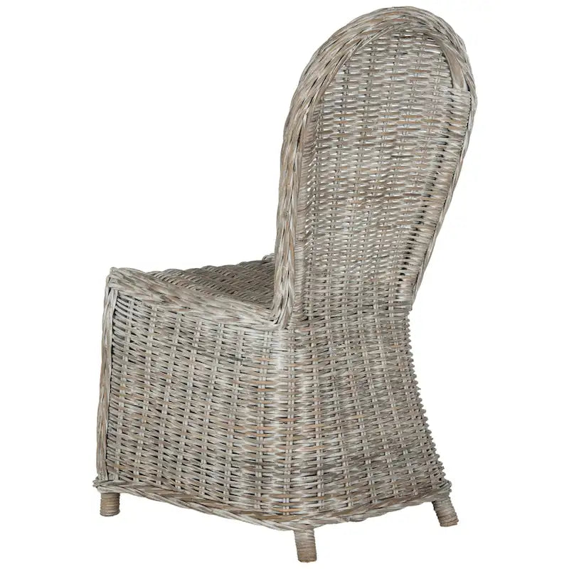 Cadeiras de jantar em rattan caiado de branco, conjunto de 2