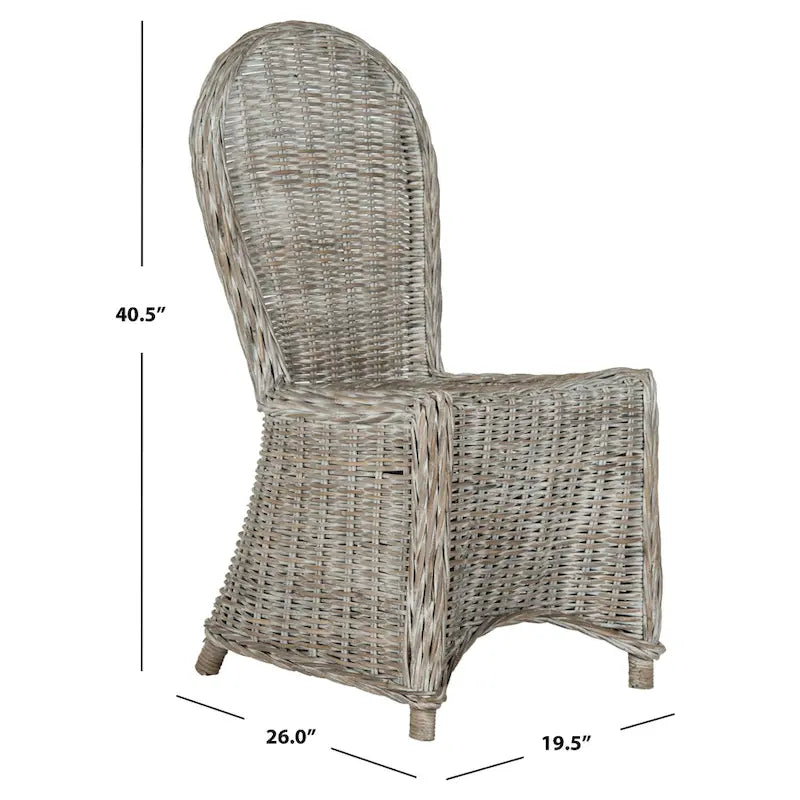 Cadeiras de jantar em rattan caiado de branco, conjunto de 2