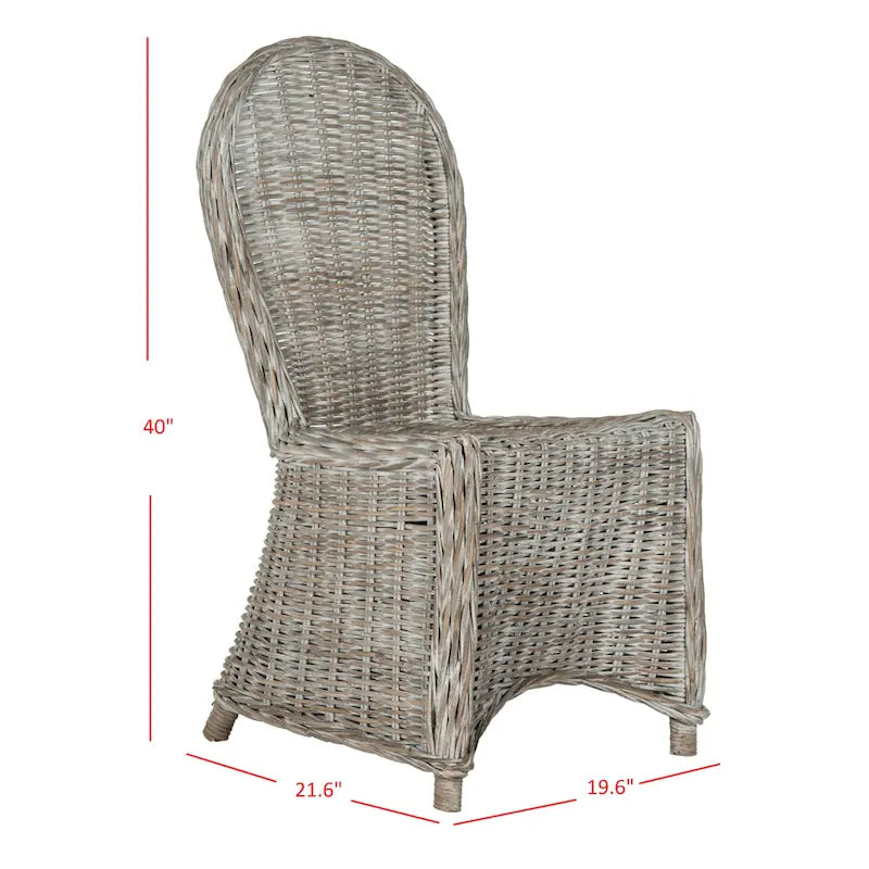 Cadeiras de jantar em rattan caiado de branco, conjunto de 2