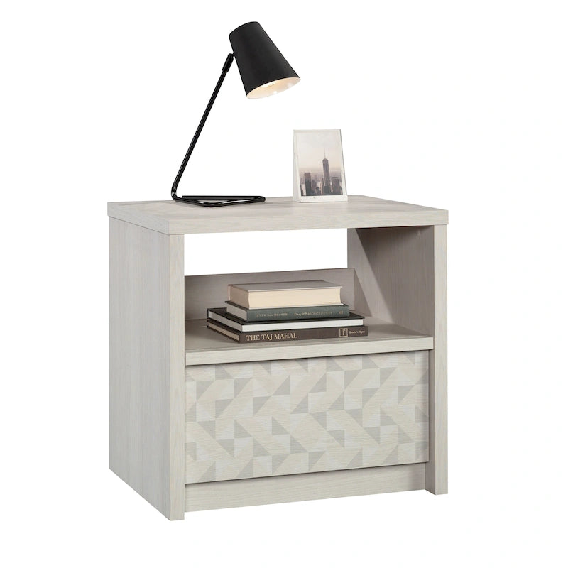 Maple-Tone 1-Drawer Nightstand with Open Shelf