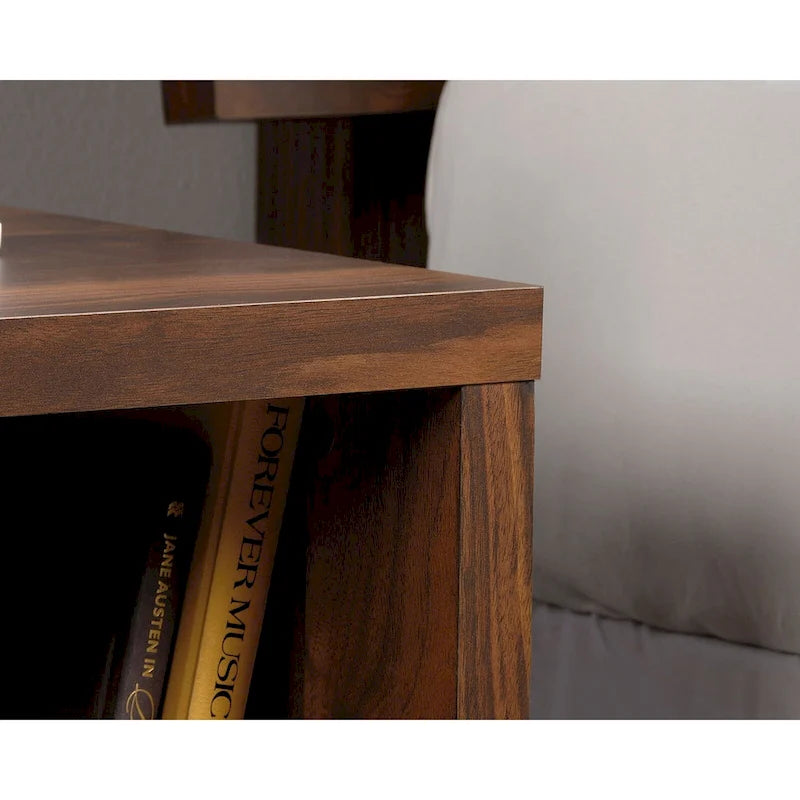 Maple-Tone 1-Drawer Nightstand with Open Shelf