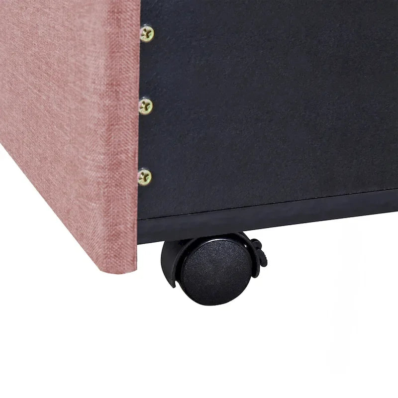 Queen Linen Upholstered Platform Bed with Padded Headboard