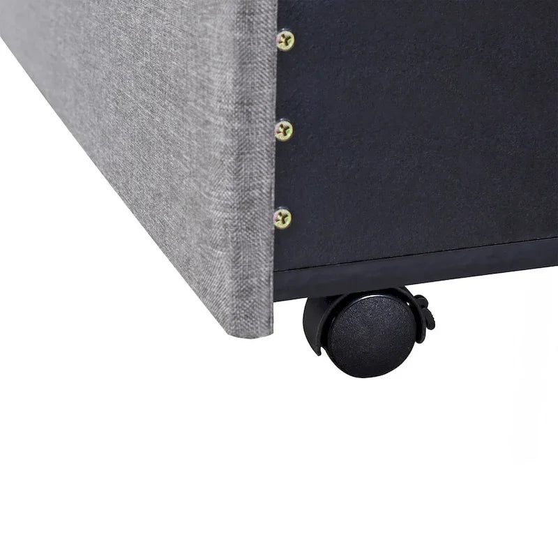 Queen Linen Upholstered Platform Bed with Padded Headboard