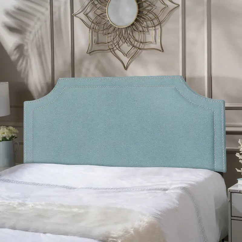 Fabric Upholstered Queen Headboard with Nailhead Trim
