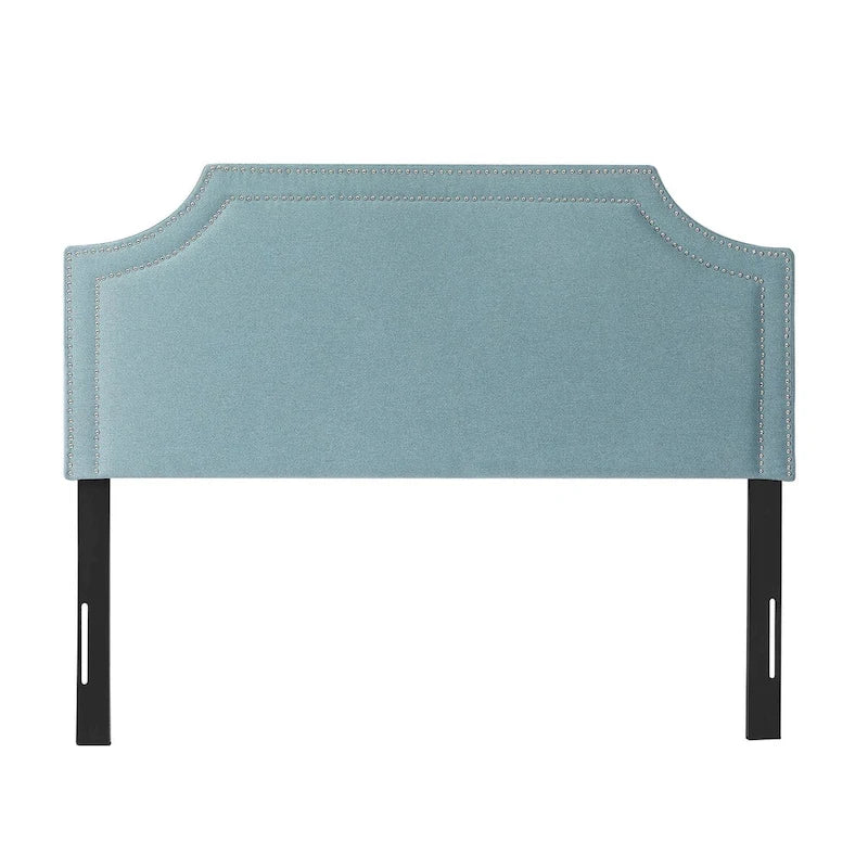 Fabric Upholstered Queen Headboard with Nailhead Trim