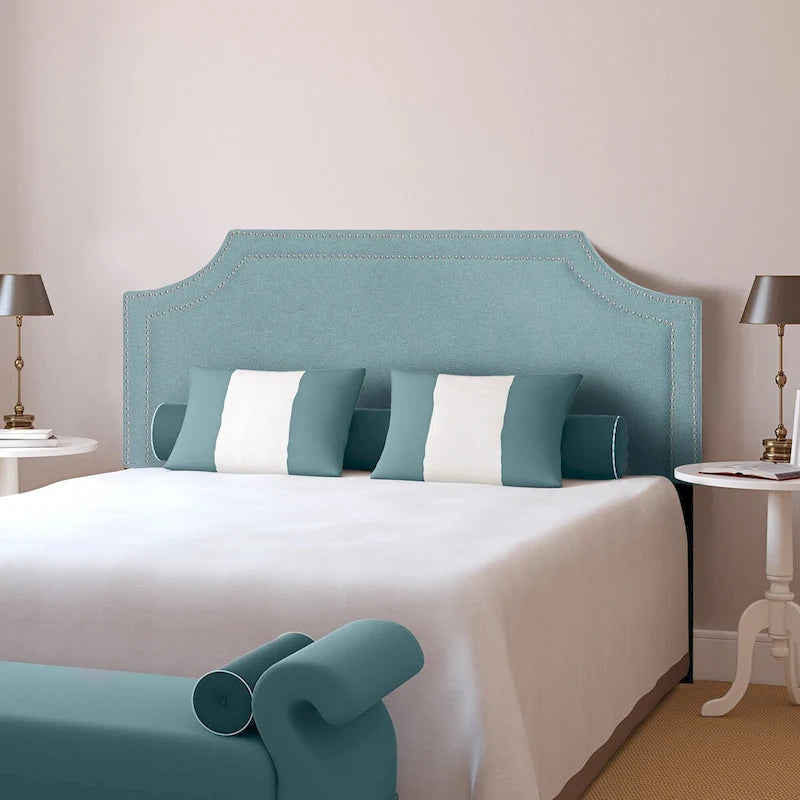 Fabric Upholstered Queen Headboard with Nailhead Trim