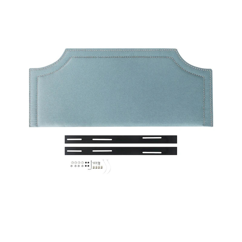 Fabric Upholstered Queen Headboard with Nailhead Trim