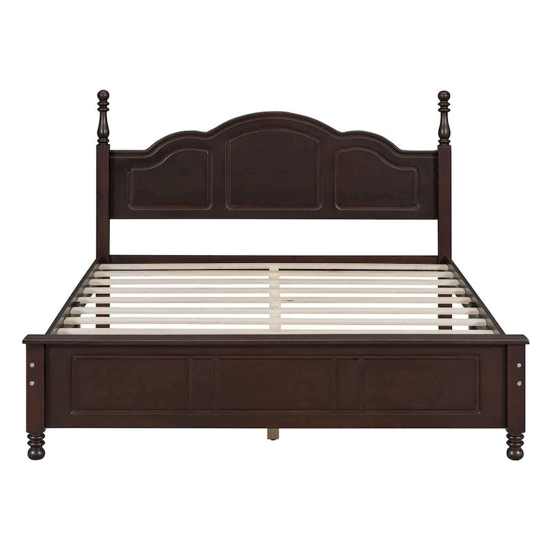 Dark Walnut Wood Platform Bed with Slat Support