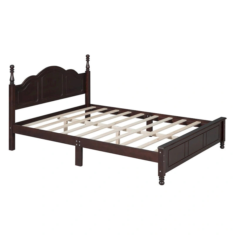 Dark Walnut Wood Platform Bed with Slat Support