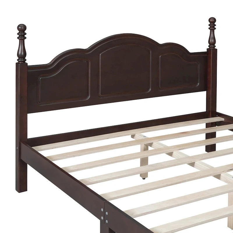 Dark Walnut Wood Platform Bed with Slat Support