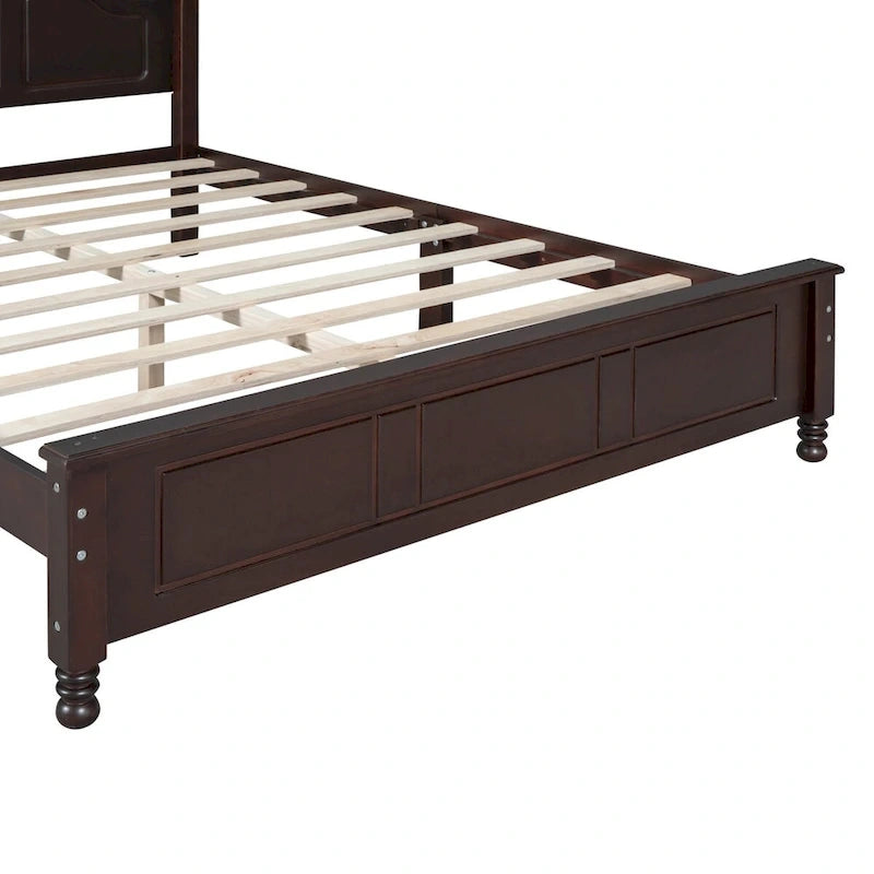 Dark Walnut Wood Platform Bed with Slat Support