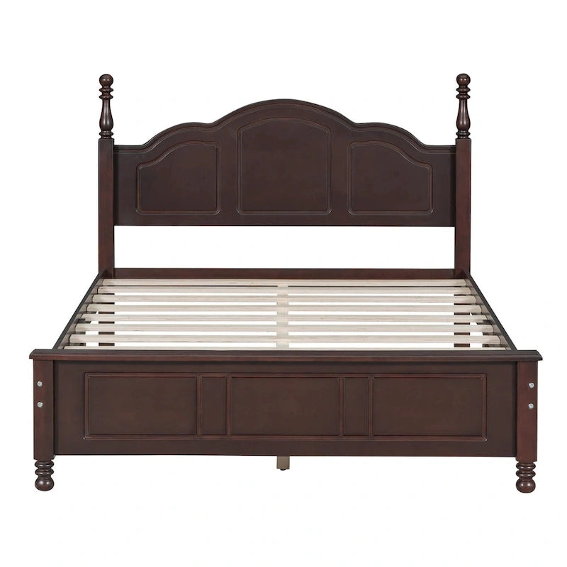 Dark Walnut Wood Platform Bed with Slat Support