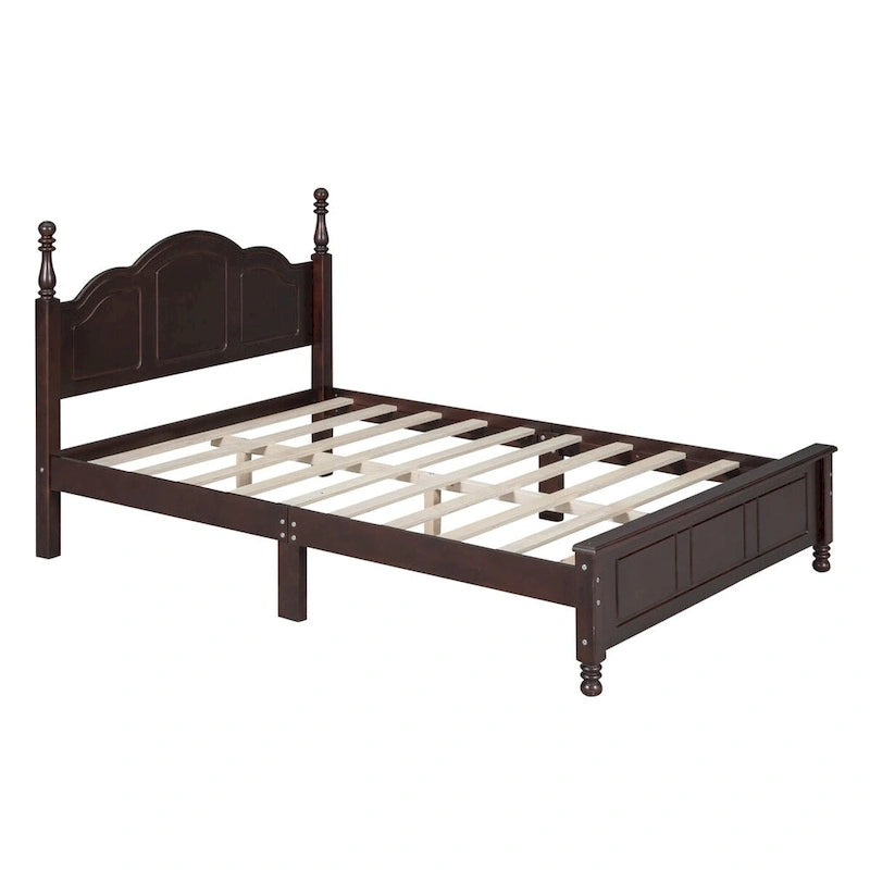 Dark Walnut Wood Platform Bed with Slat Support