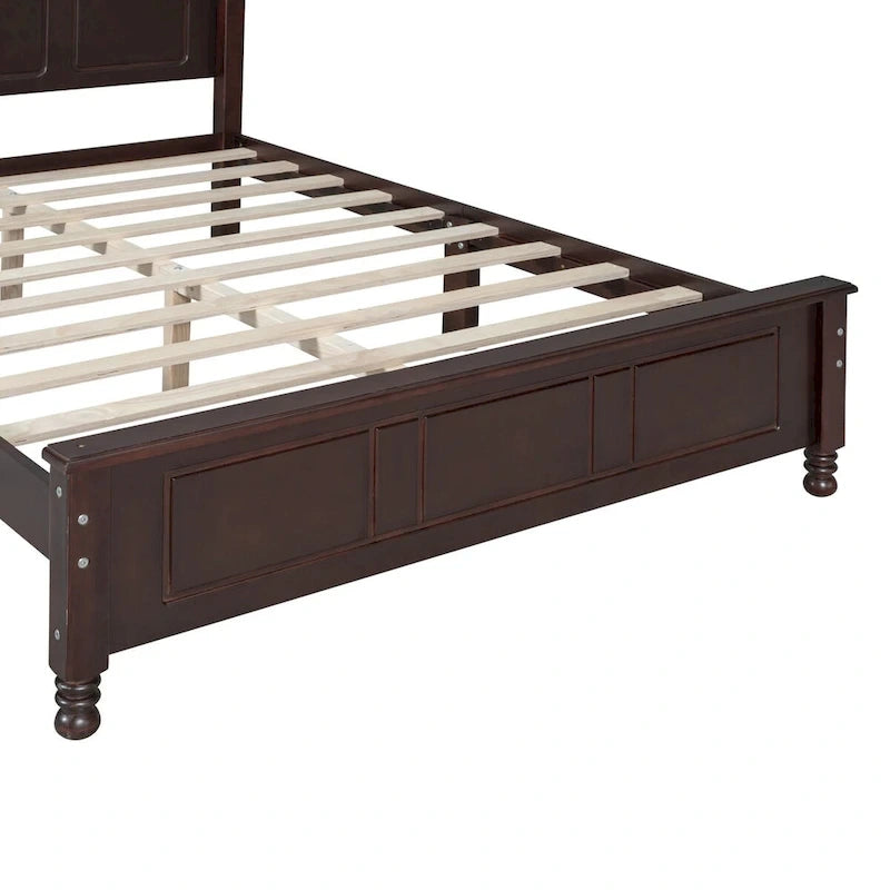 Dark Walnut Wood Platform Bed with Slat Support